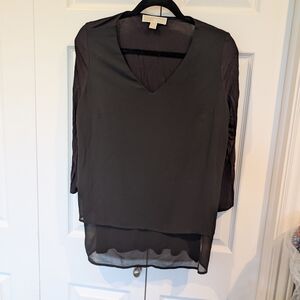 Michael Kors Black Layered V-Neck Blouse